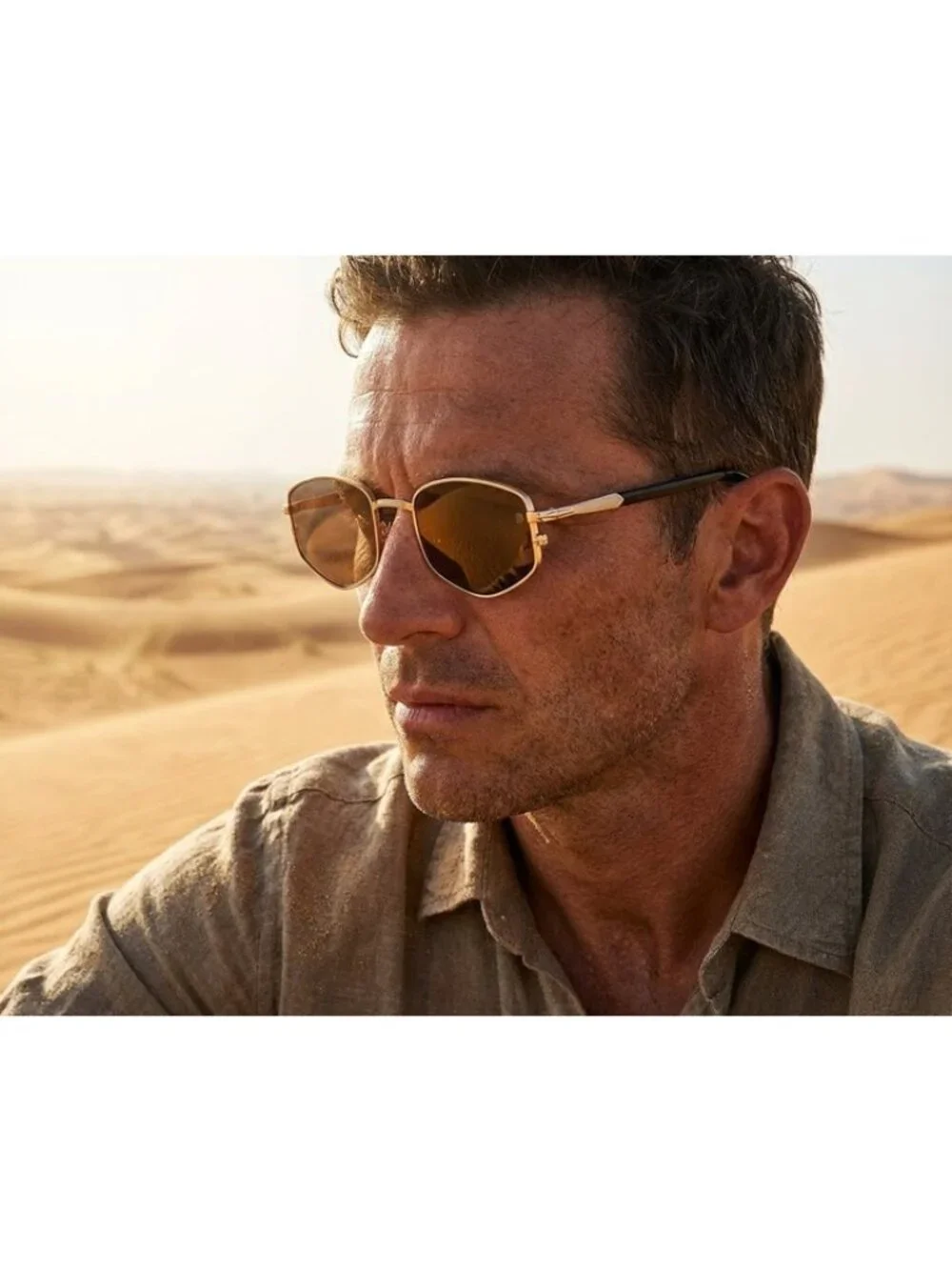 David Beckham DB 1129/S 0RHL IR Sunglasses Gold Geometric Frame, Grey Lenses